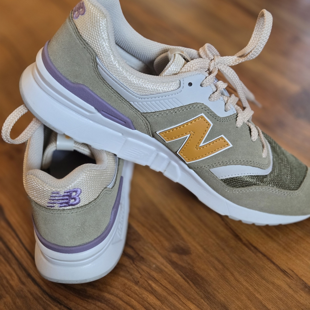 New Balance Women's Sneakers - Olive, Gold, and Purple
